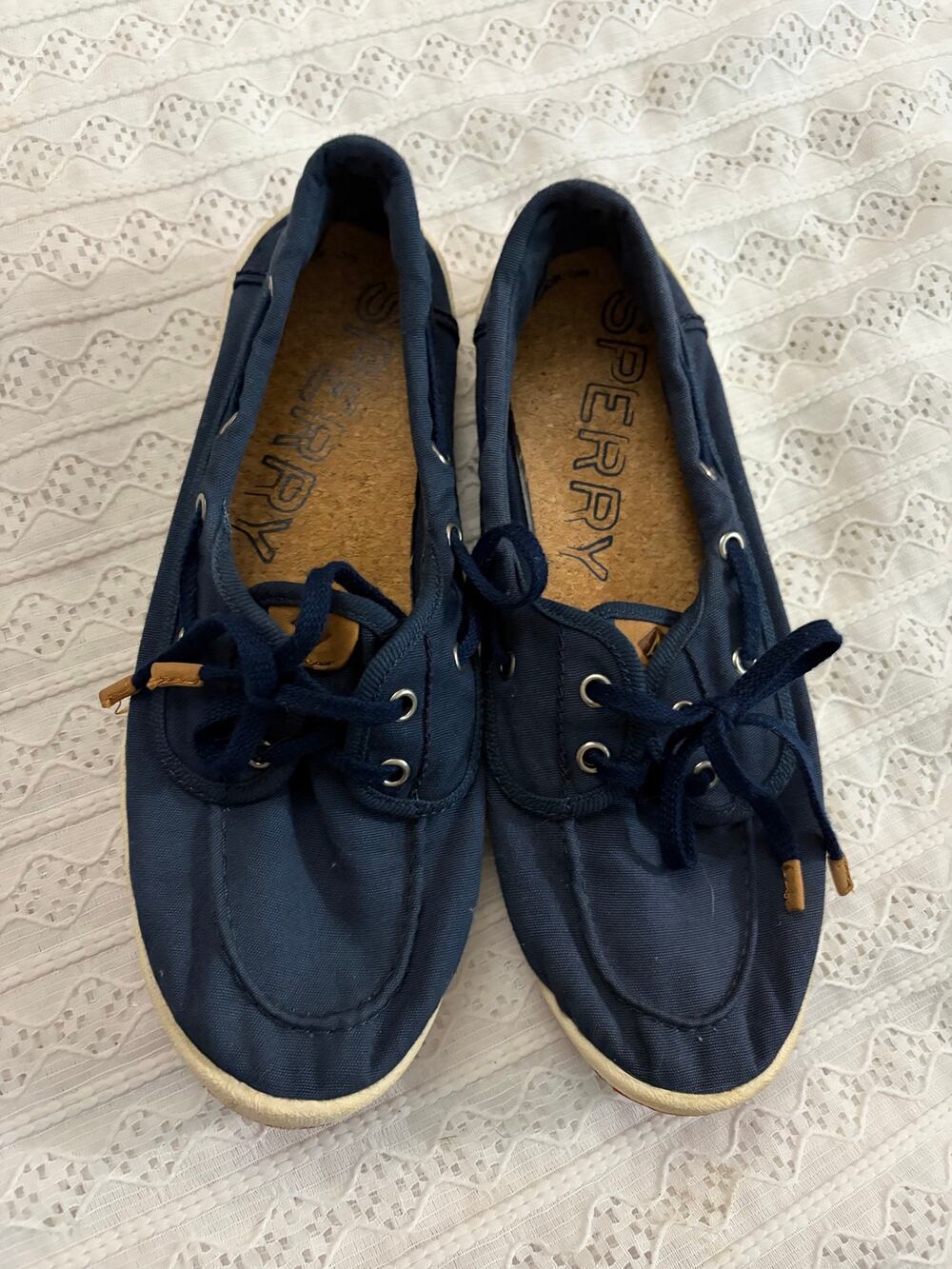 Sperry Women's Navy Canvas Boat Shoes Deck Shoes Casual Size 8M STS80911